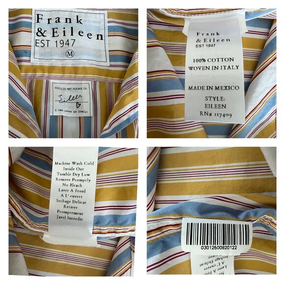 Frank & Eileen Gold Striped Multicolored Eileen Button Up Shirt Size M - Picture 8 of 13